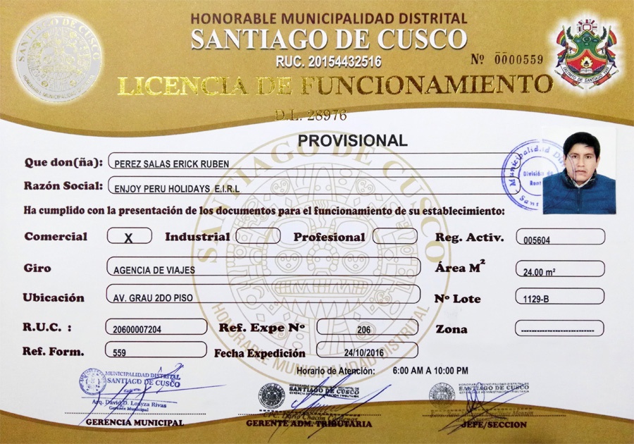 Licencia Autorizada Machu Picchu - Machu Picchu Bus Packers